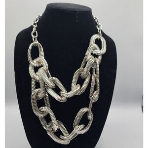 Graziano silver chain statement necklace